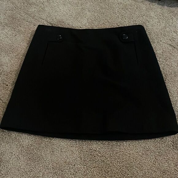 J.crew thick winter wool dress skirt in black with retro button detail, sz 4 - Picture 1 of 3